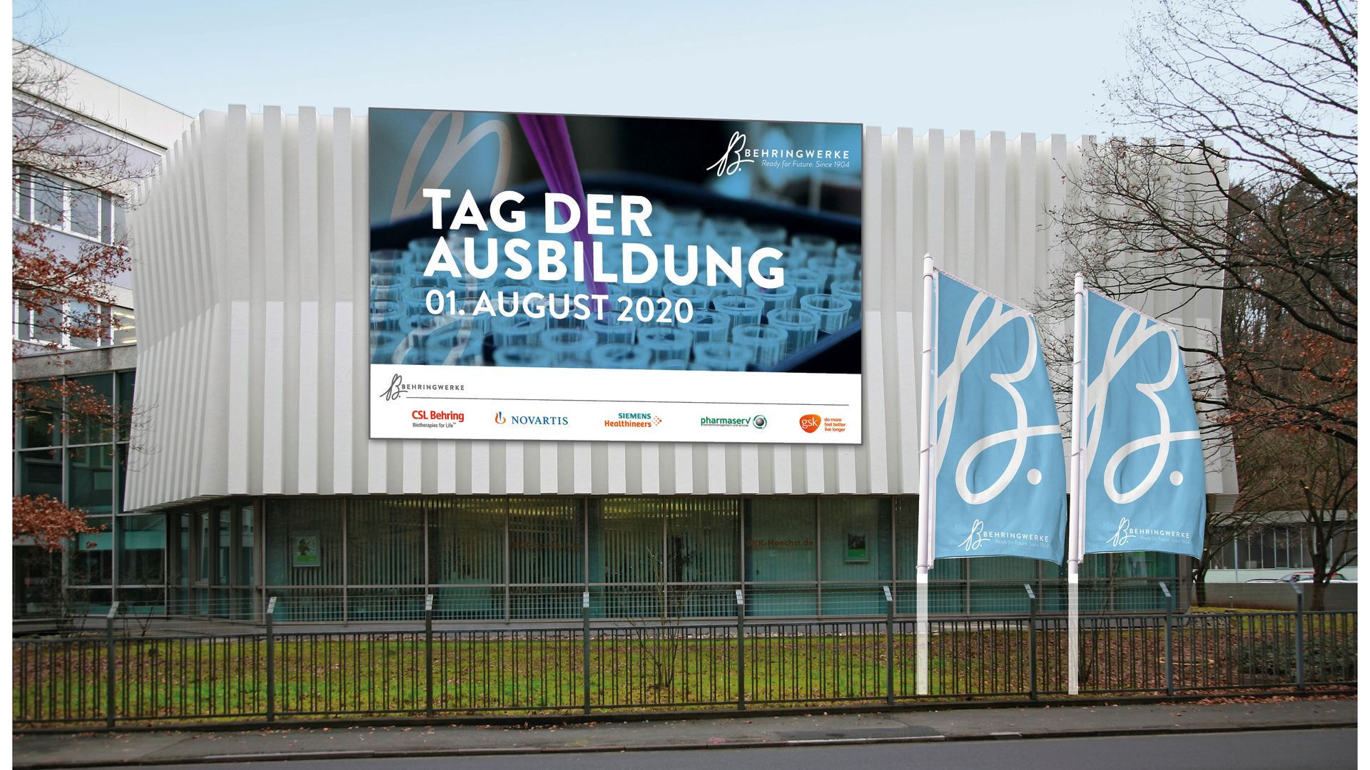 Mockup einer Blowup-Werbefläche am Behringwerke-Gebäude